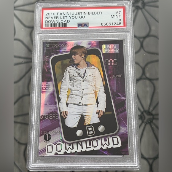 Panini Other - Justin Bieber 2010 Panini Download Rookie RC Music Card PSA Graded 9 POP 4